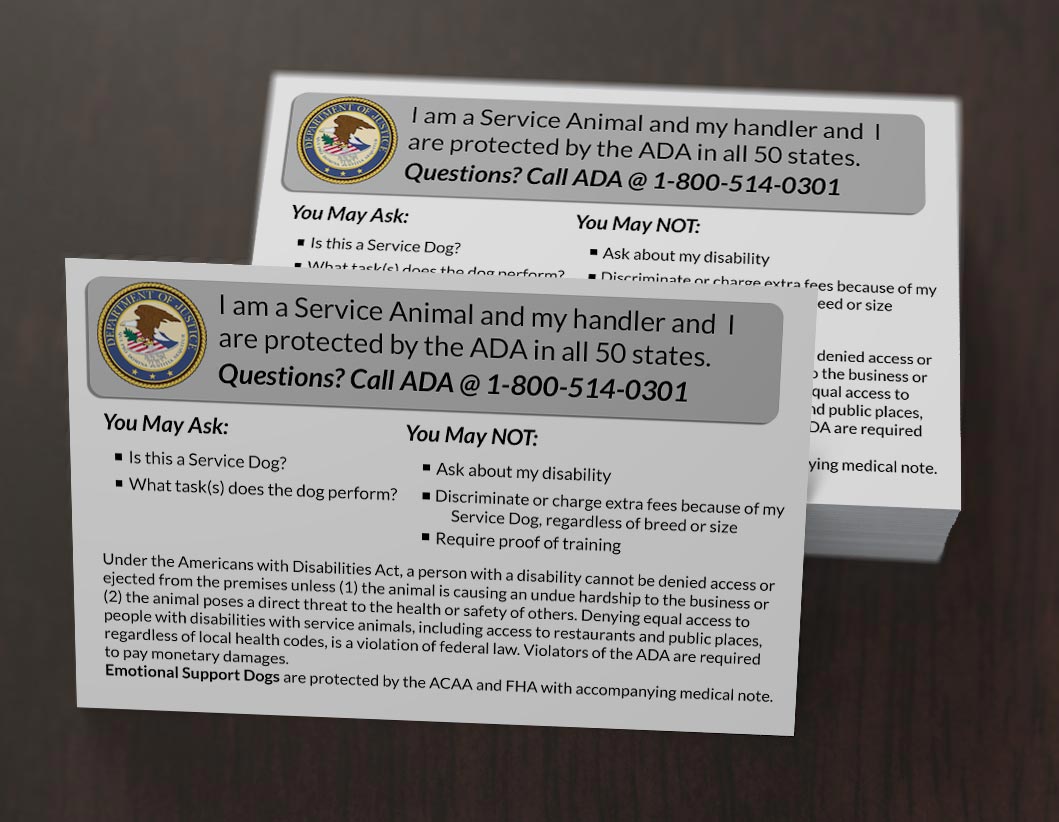 Printable Ada Service Dog Card Printable World Holiday