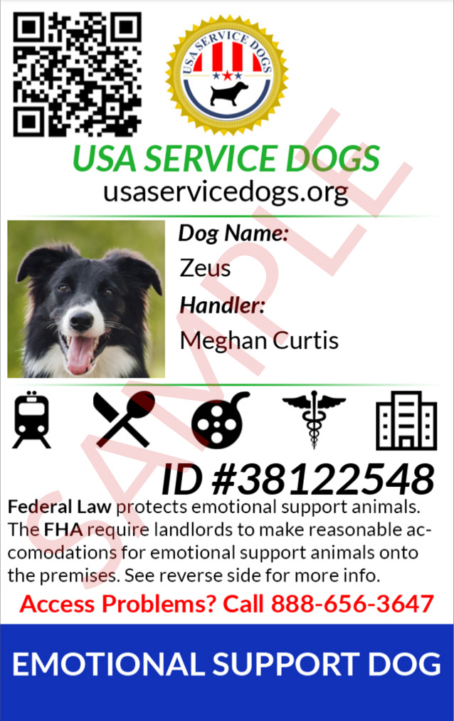 Emotional Support Dog ID Card Front