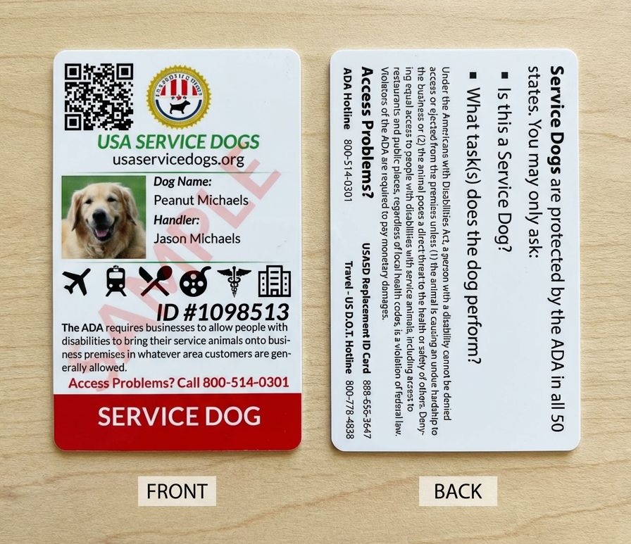 Sample Service Dog ID Card